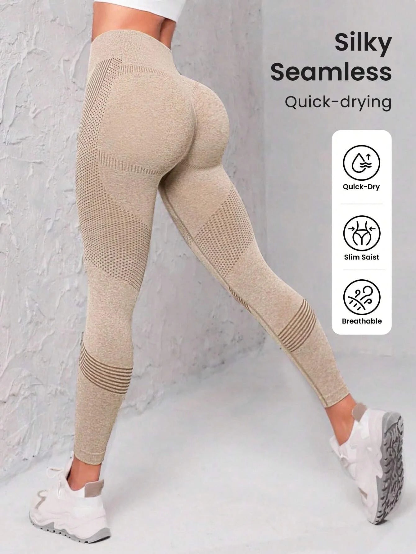 Zidenda Leggings de sport à large ceinture sans couture