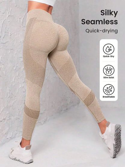 Zidenda Leggings de sport à large ceinture sans couture